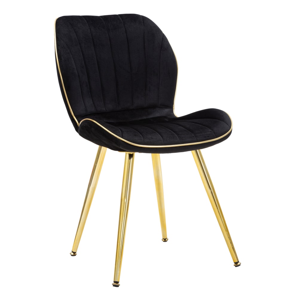 wohnli-moebel-suche-M23116788 Wohnli Möbelsuche - Set aus 2 schwarzen Stoffstühlen mit goldenen Beinen