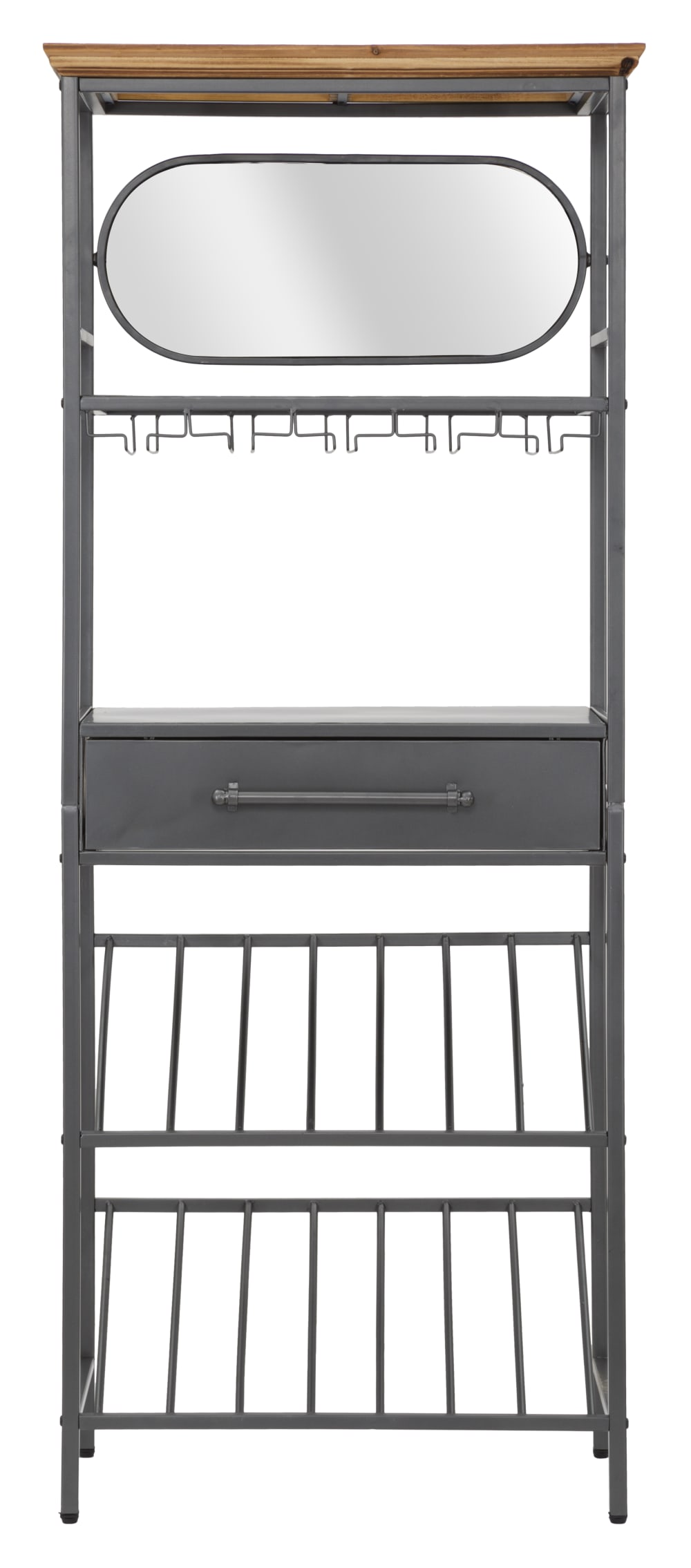 Schwarzer Metallschrank mit Schublade und Flaschenhalter 68x37x165 cm 68x165x37cm Metall Schwarz Mauro Ferretti Möbel Küchenmöbel Kücheninseln & Servierwägen