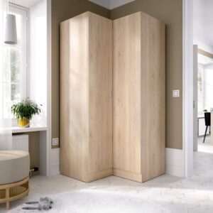 Kleiderschrank 2 Türen mit Eichenholzeffekt 90x93h184 cm 91x184x93cm Holz Braun Dmora Möbel Schlafzimmermöbel Schränke