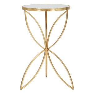 wohnli-moebel-suche-M23120404 Wohnli Möbelsuche - Runder Couchtisch aus vergoldetem Metall mit Spiegelplatte Ø cm 35x60