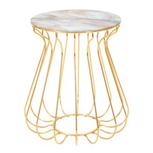 wohnli-moebel-suche-M23120406 Wohnli Möbelsuche - Goldener Couchtisch aus Metall mit Glasplatte Ø 48x52 cm