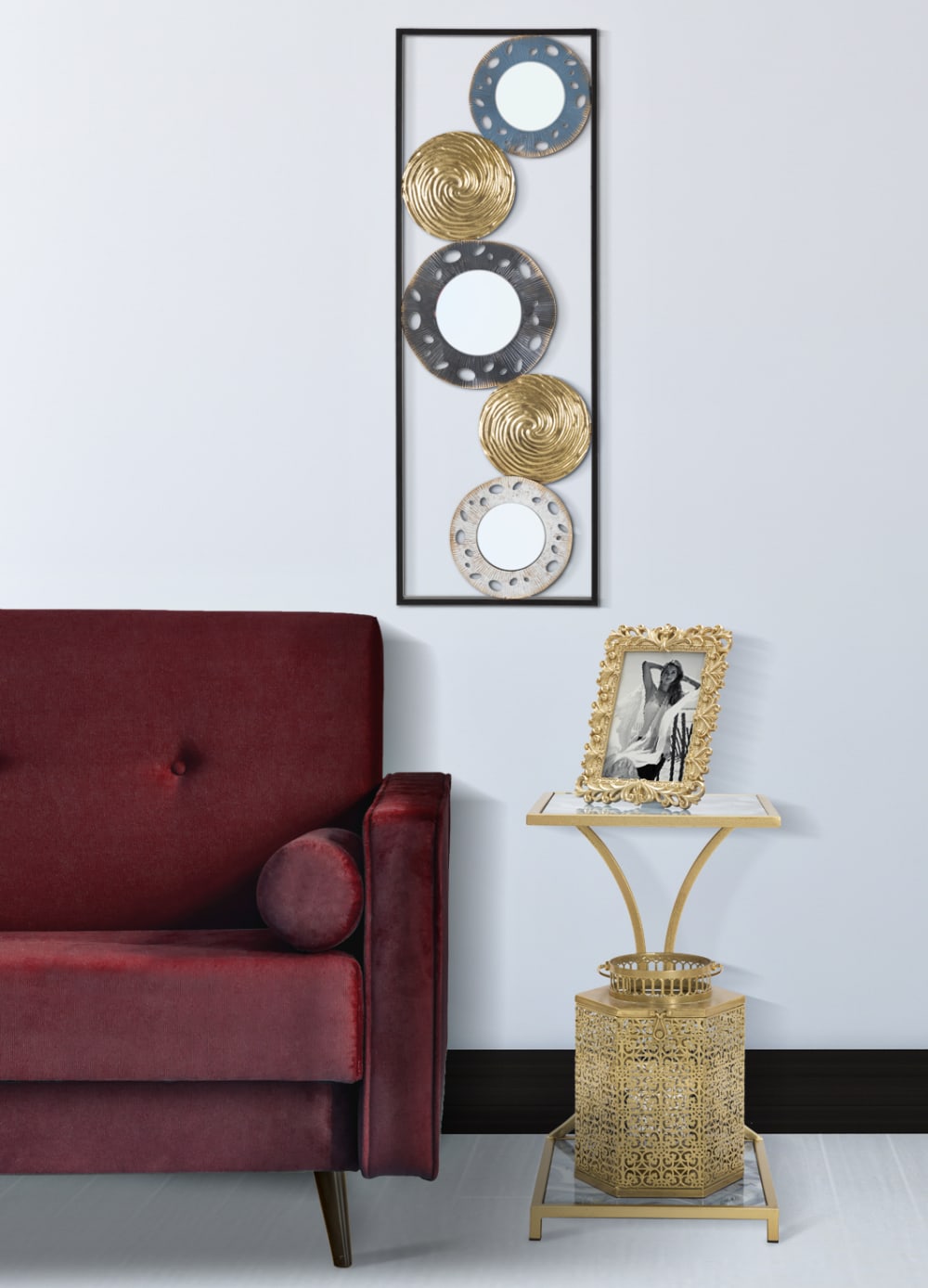 Couchtisch aus Metall mit Glasplatten cm 40x35x60 40x60x35cm Metall Gold Mauro Ferretti Möbel Wohnzimmermöbel Beistelltische