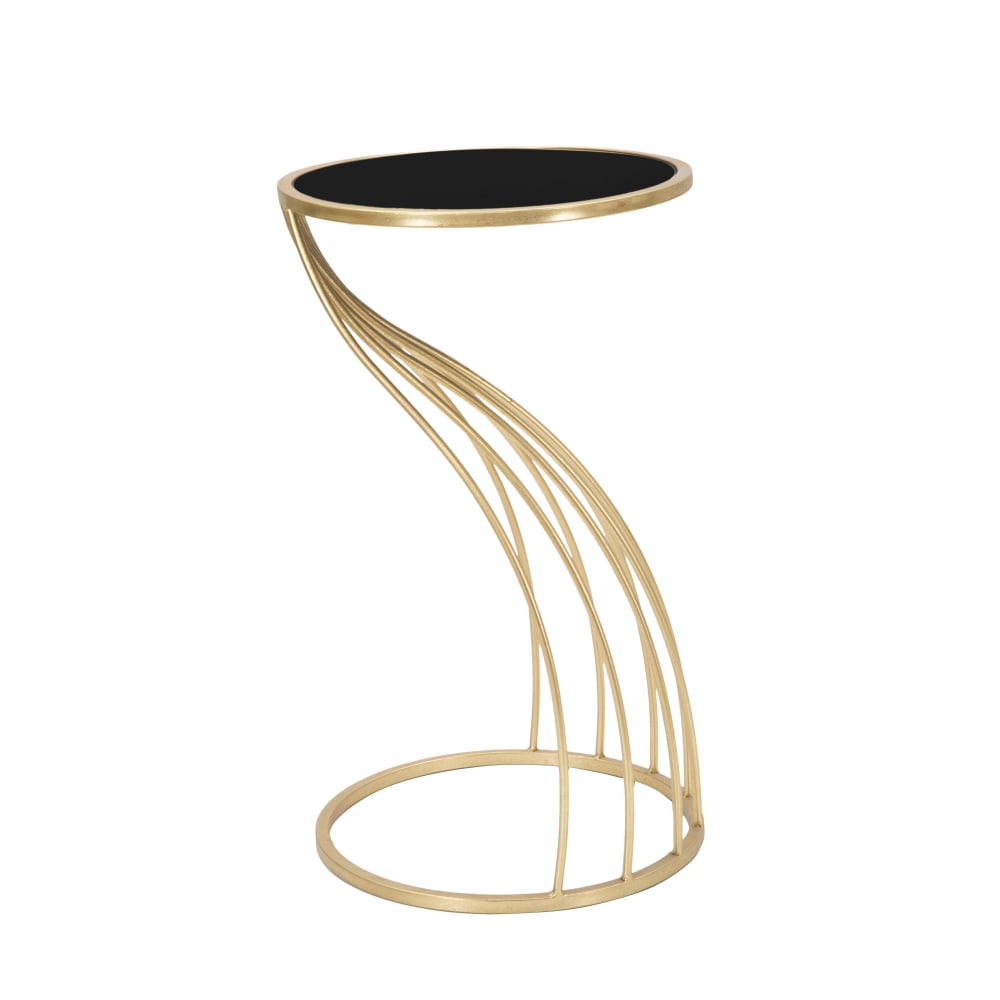 wohnli-moebel-suche-M23120450 Wohnli Möbelsuche - Runder Couchtisch Metall gold mit schwarzer Tischplatte 35x60cm