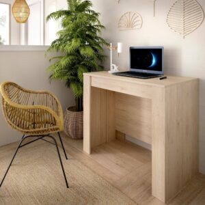 Ausziehbare Konsole mit Eichenholzeffekt 239x90h77 cm 239x77x90cm Holz Braun Dmora Möbel Esszimmermöbel Esstische