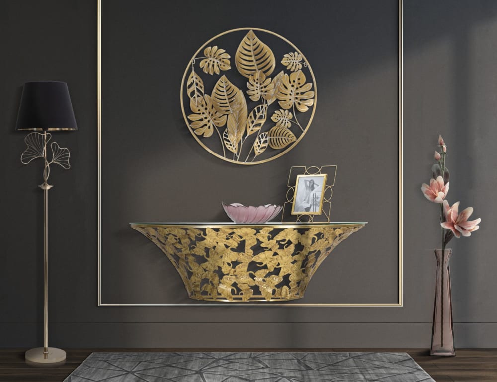 120x37x41cm Metall Gold Mauro Ferretti Möbel Wohnzimmermöbel Konsolentische