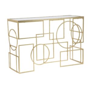 Wohnli Möbelsuche - Geometrische Konsole aus vergoldetem Metall cm 120x41x81