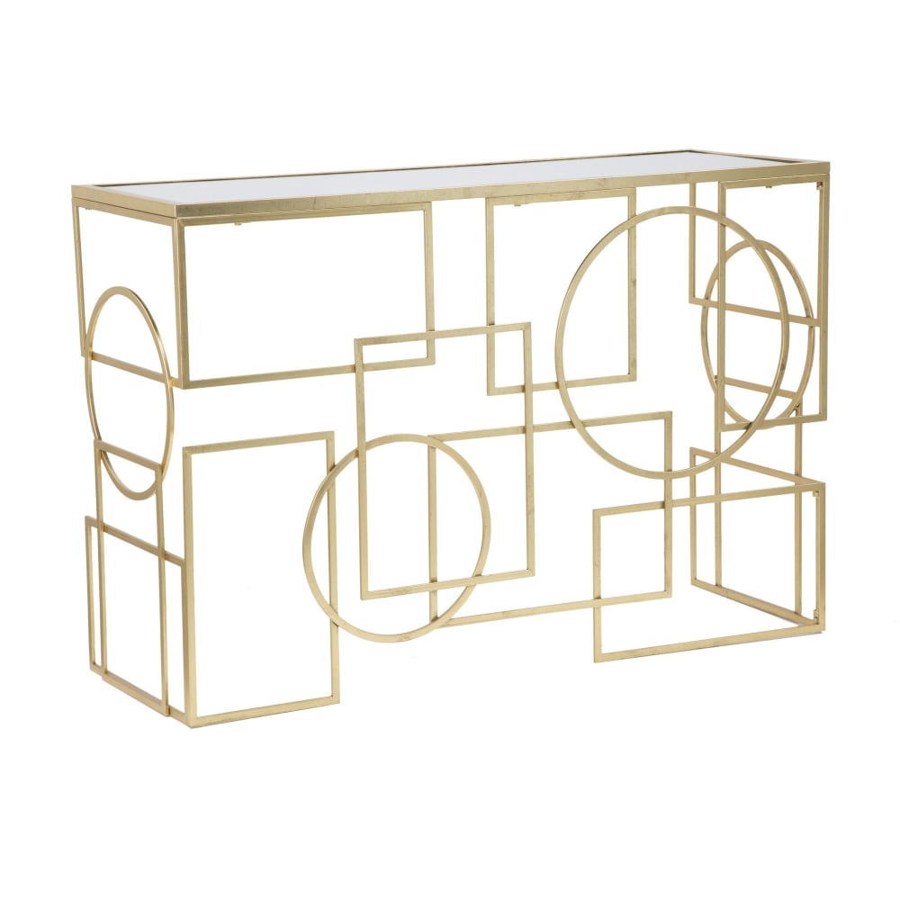 wohnli-moebel-suche-M23124236 Wohnli Möbelsuche - Geometrische Konsole aus vergoldetem Metall cm 120x41x81