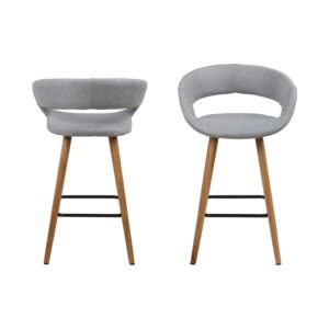 2er Set Barhocker 46x89x55cm Stoff Grau ebuy24 Möbel Esszimmermöbel Barhocker