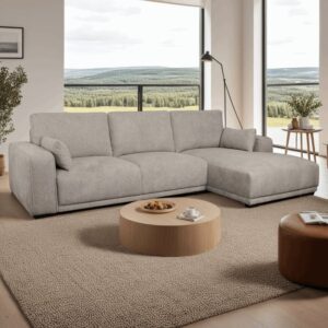 3-Sitzer Ecksofa Stoffbezug Sand 105x85x305cm Stoff Beige Furnhouse Sofas und Sessel Sofas Ecksofas