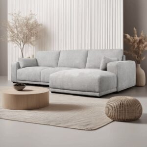 3-Sitzer Ecksofa Stoffbezug Grau 105x85x305cm Stoff Grau Furnhouse Sofas und Sessel Sofas Ecksofas