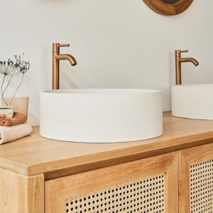 Betonbecken beige Ø37 cm 37x13x37cm Beton Beige BERAH GETAH Möbel Badezimmermöbel Waschtische