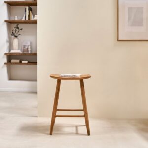 wohnli-moebel-suche-M23126995-1 Hocker aus massivem Teakholz 65 cm 48x67x35cm Holz Beige BERAH GETAH Möbel Esszimmermöbel Barhocker