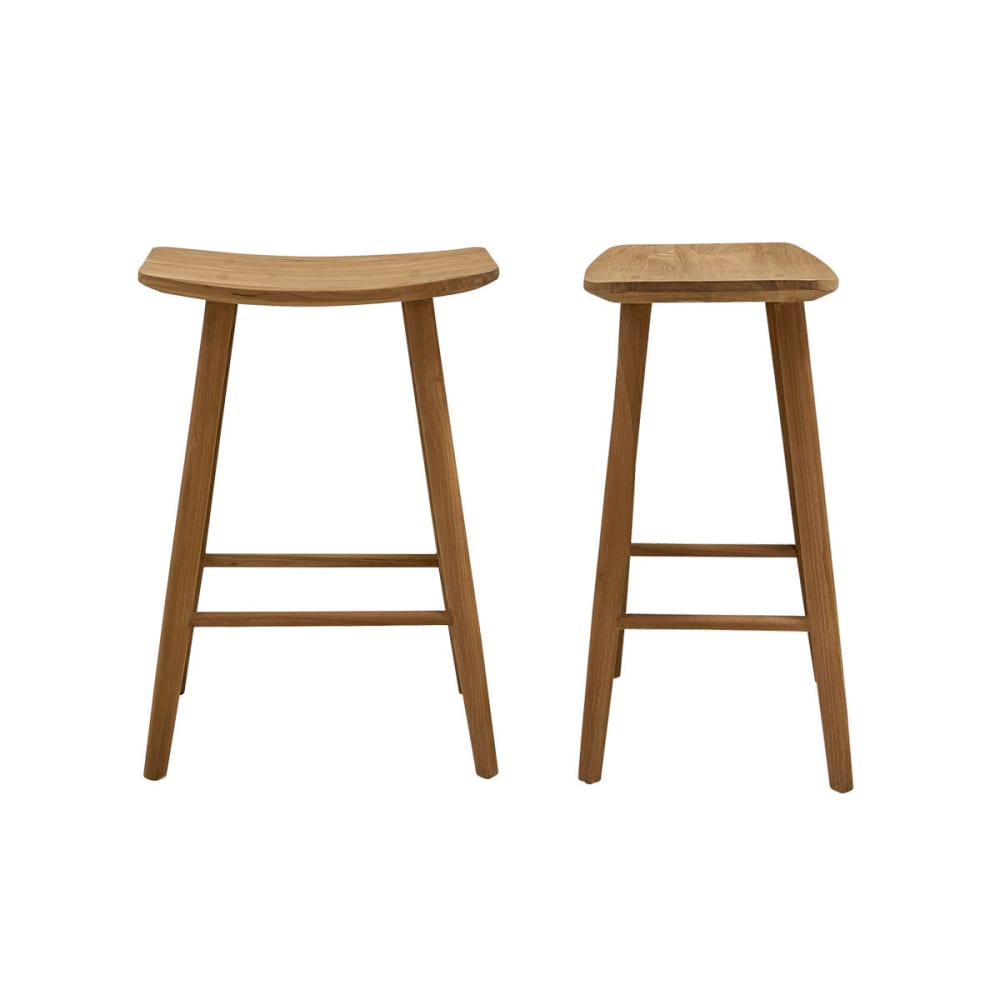 Wohnli Möbelsuche - Set aus 2 Hockern aus massivem Teakholz 65 cm