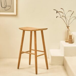wohnli-moebel-suche-M23126999-1 Hocker aus massivem Teakholz 75 cm 48x77x35cm Holz Beige BERAH GETAH Möbel Esszimmermöbel Barhocker