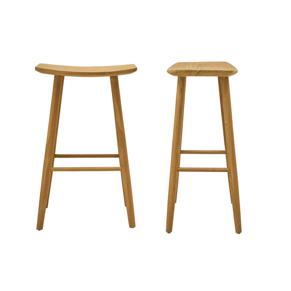 Wohnli Möbelsuche - Set aus 2 Hockern aus massivem Teakholz 75 cm