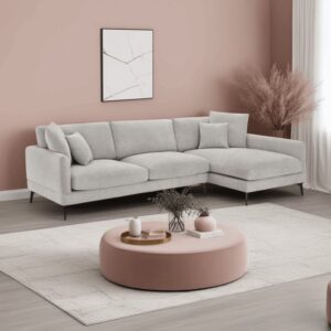 3-Sitzer Ecksofa Stoffbezug Grau 95x90x290cm Stoff Grau Furnhouse Sofas und Sessel Sofas Ecksofas