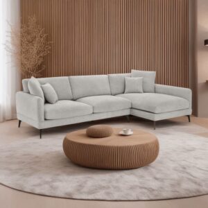 3-Sitzer Ecksofa Stoffbezug Grau 95x90x290cm Stoff Grau Furnhouse Sofas und Sessel Sofas Ecksofas