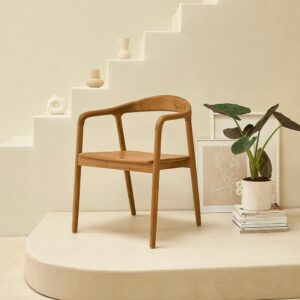 wohnli-moebel-suche-M23127052-1 Massiver Teakholzstuhl 58x80x57cm Holz Beige BERAH GETAH Möbel Esszimmermöbel Stühle