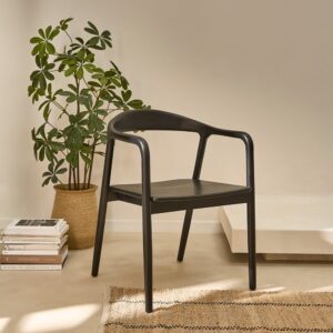 wohnli-moebel-suche-M23127053-1 Stuhl aus massivem Teakholz schwarz 58x80x57cm Holz Schwarz BERAH GETAH Möbel Esszimmermöbel Stühle