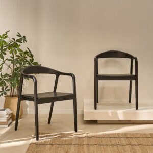 wohnli-moebel-suche-M23127055-1 Set aus 2 Stühlen aus massivem Teakholz schwarz 58x80x57cm Holz Schwarz BERAH GETAH Möbel Esszimmermöbel Stühle