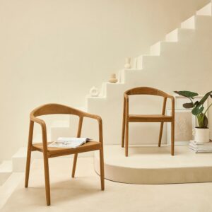 Set aus 2 Stühlen aus massivem Teakholz 58x80x57cm Holz Beige BERAH GETAH Möbel Esszimmermöbel Stühle