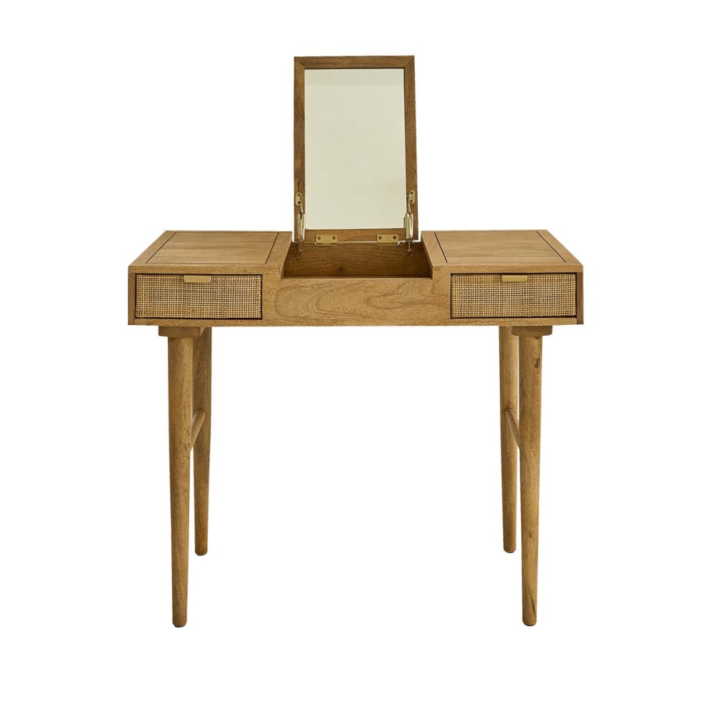 wohnli-moebel-suche-M23127979 Wohnli Möbelsuche - Schminktisch aus massivem Mangoholz und Rohrgeflecht