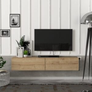 TV-Möbel 2-Türig Holz hängend Beige 32x25x135cm Spanplatte Beige moebel17 Möbel Wohnzimmermöbel TV-Möbel