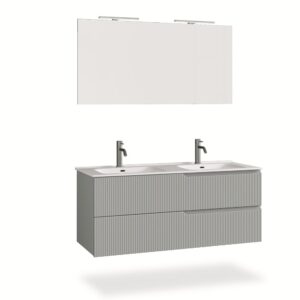 wohnli-moebel-suche-M23129143 Wohnli Möbelsuche - 5-teiliger Badezimmerschrank mit Doppelwanne aus mattgrauem MDF