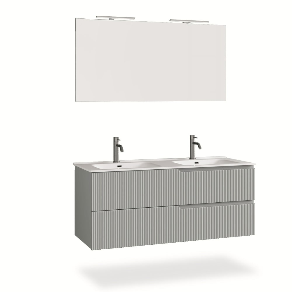 wohnli-moebel-suche-M23129143 Wohnli Möbelsuche - 5-teiliger Badezimmerschrank mit Doppelwanne aus mattgrauem MDF