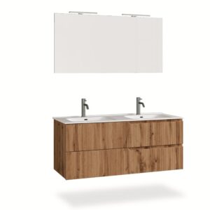 wohnli-moebel-suche-M23129149 Wohnli Möbelsuche - 5-teiliger Badezimmerschrank mit Doppelwanne aus Eichen-MDF