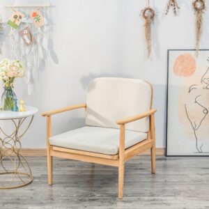 Polstersessel aus Massivholz und Stoff Beige 73x80x71cm Holz Beige Nordlys Sofas und Sessel Sessel, Poufs und Fußbänke Sessel