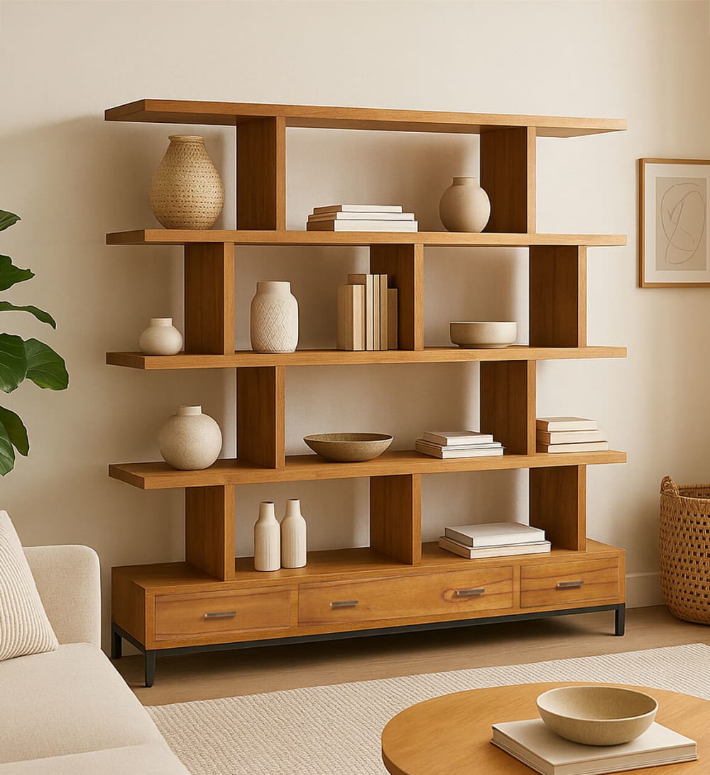 160x170x35cm Holz Braun MOYCOR Möbel Wohnzimmermöbel Regale