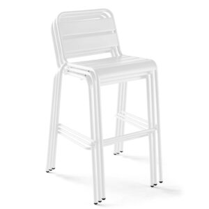wohnli-moebel-suche-M23132829-1 Hoher Barhocker aus weißem Metall 58x101x49cm Stahl Weiß Oviala Möbel Esszimmermöbel Stühle