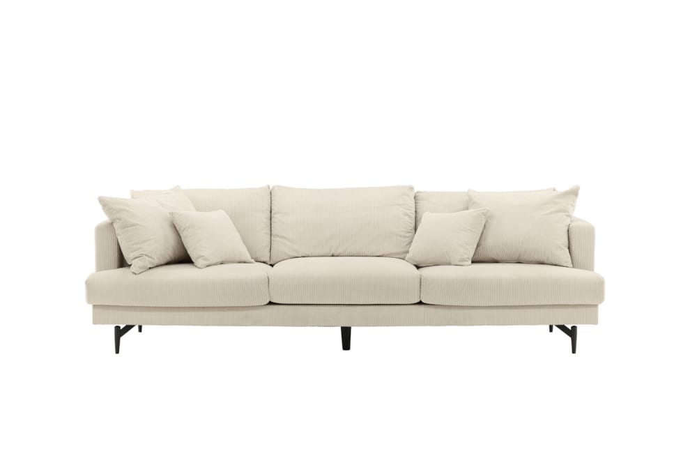 Sofa Sofia 255x66x86cm Stoff Beige ebuy24 Sofas und Sessel Sofas 2-Sitzer-Sofas & 3-Sitzer-Sofas