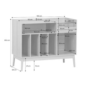 wohnli-moebel-suche-M23133377-1 Vintage Möbel für Schallplatten mit Holzdekor 100x81x48cm Spanplatte Beige sweeek Möbel Esszimmermöbel Sideboards, Highboards & niedrige Anrichten