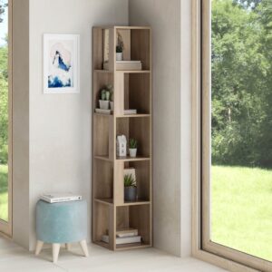 Wohnzimmerregal mit 5 Fächern in Eichenholzoptik 32x160x32cm Spanplatte Braun HOMN Möbel Wohnzimmermöbel Regale