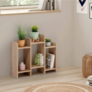 Wohnzimmerregal mit 3 Fächern in Eichenholzoptik 77x65x22cm Spanplatte Braun HOMN Möbel Wohnzimmermöbel Regale