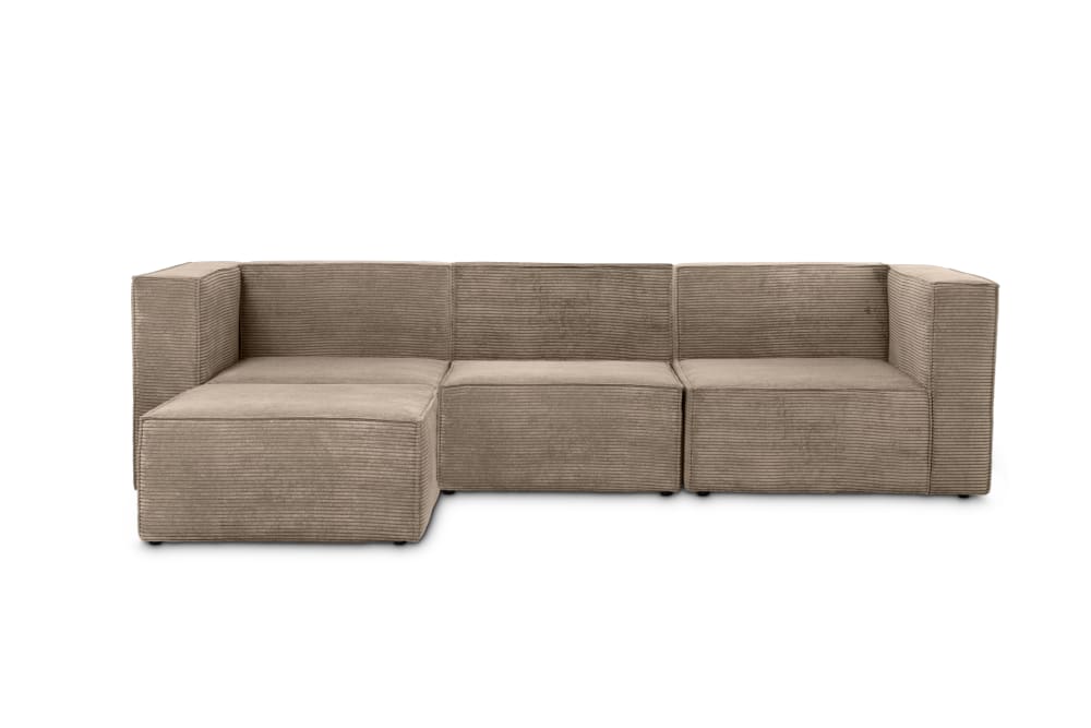 Wohnli Möbelsuche - 3-Sitzer-Sofa Chaiselongue bezogen Steinkord-Samt