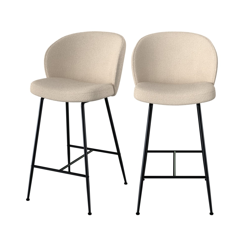 Wohnli Möbelsuche - 2er Set Stühle für Mittelinsel aus Bouclé-Stoff