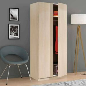wohnli-moebel-suche-M23135132-1 Kleiderschrank 2 Türen mit Eichenholzeffekt 187x52h180 cm 82x180x52cm Holz Braun Dmora Möbel Schlafzimmermöbel Schränke