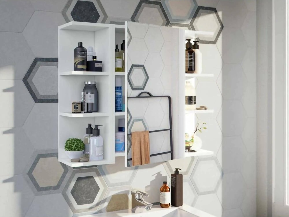 Mobile pensile 74x65x21cm Spanplatte Weiß Dmora Möbel Badezimmermöbel