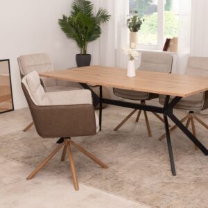 wohnli-moebel-suche-M23137199-1 Set aus 2 Stühlen in Beige und Holzdekor - L63 cm 63x88x59cm Stoff Beige Calicosy Möbel Esszimmermöbel Stühle