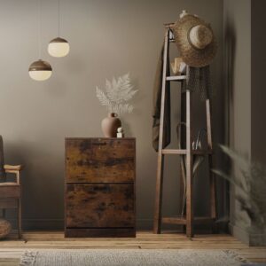 Schuhschrank Schuhablage 2 Fächer Schuhregal Schuhkipper 60x84x24cm Spanplatte Braun ML-Design Möbel Flurmöbel Schuhschränke