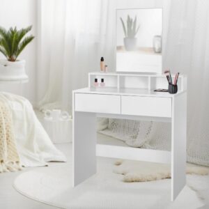 wohnli-moebel-suche-M23138558-1 Schminktisch mit Spiegel Make-up Tisch Weiß 80x140x40cm Spanplatte Weiß ML-Design Möbel Schlafzimmermöbel Schminktische
