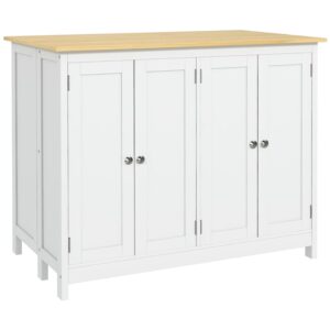Wohnli Möbelsuche - Ens. îlot central cuisine 2 tabourets de bar blanc aspect bois clair