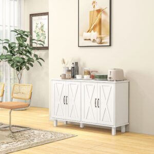 wohnli-moebel-suche-M23138832-1 Landhaus-Buffet 4Türen 2Böden Metallgriffe schwarz-weiß 120x75x37cm Spanplatte Weiß Homcom Möbel Esszimmermöbel Sideboards, Highboards & niedrige Anrichten