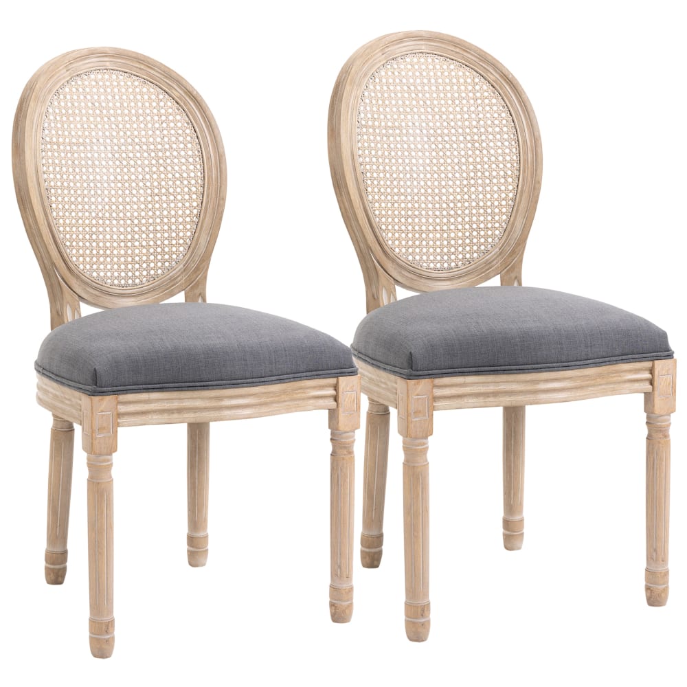 wohnli-moebel-suche-M23138845 Wohnli Möbelsuche - Lot de 2 chaises de salle à manger médaillon style Louis XVI gris