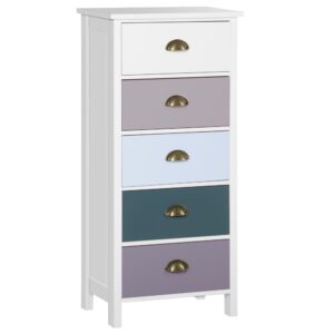 wohnli-moebel-suche-M23138846 Wohnli Möbelsuche - Néo-Rétro-Kommode 5-Schubladen Muschelgriffe Weiß&Blau&Grau