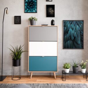 Schuhschrank aus Holz 70x125x24cm Spanplatte Braun Concept Usine Möbel Flurmöbel Schuhschränke