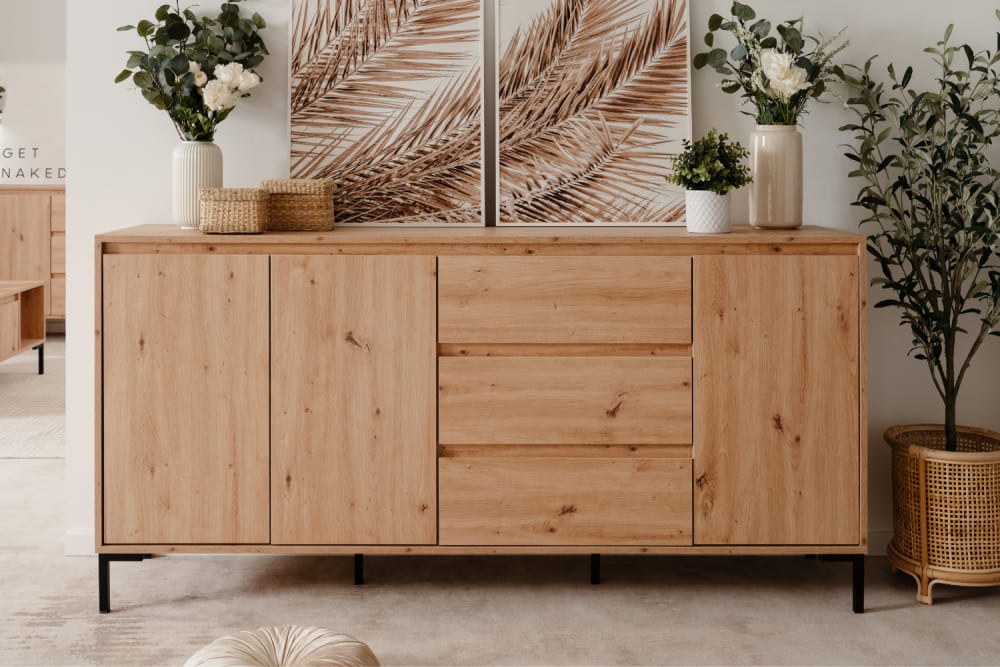 wohnli-moebel-suche-M23139787-1 Sideboard aus Holz mit Schränken und Schubladen 170x87x40cm Spanplatte Braun Concept Usine Möbel Esszimmermöbel Sideboards, Highboards & niedrige Anrichten